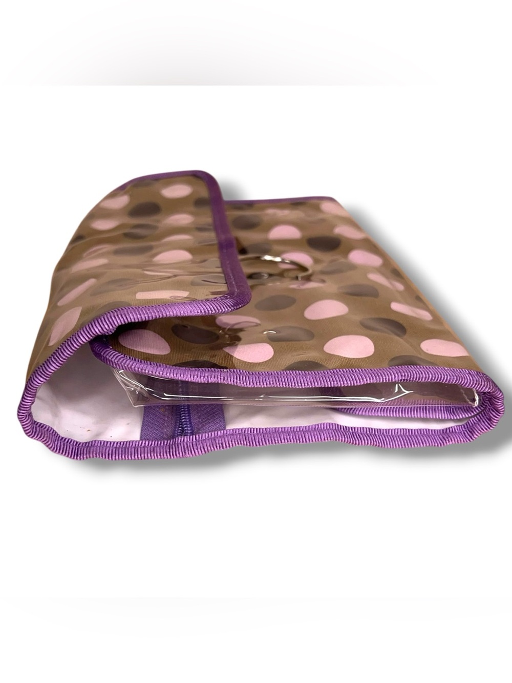 Liz Claiborne Purple Polka Dot Travel Toiletry Bag Hanging Folding Makeup